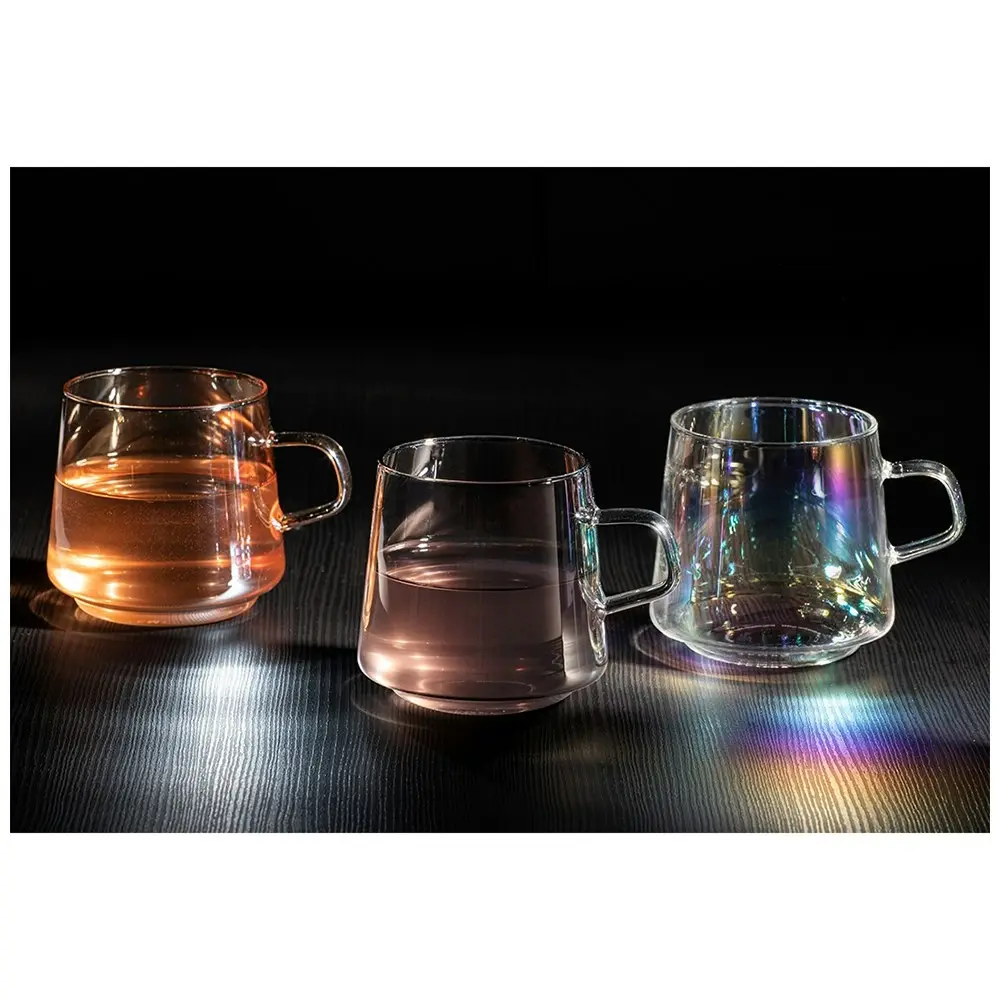 2pc Tempa Oaklyn 450ml Glass Mug Coffee/Tea Drinkware Juice/Water Cup Charcoal