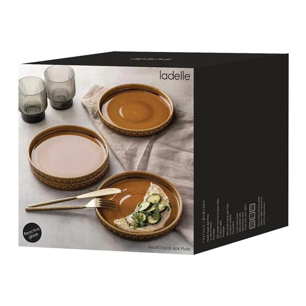 4pc Ladelle Heath Caramel 20cm Tapas Plate Porcelain Dinner Dish Tableware Set