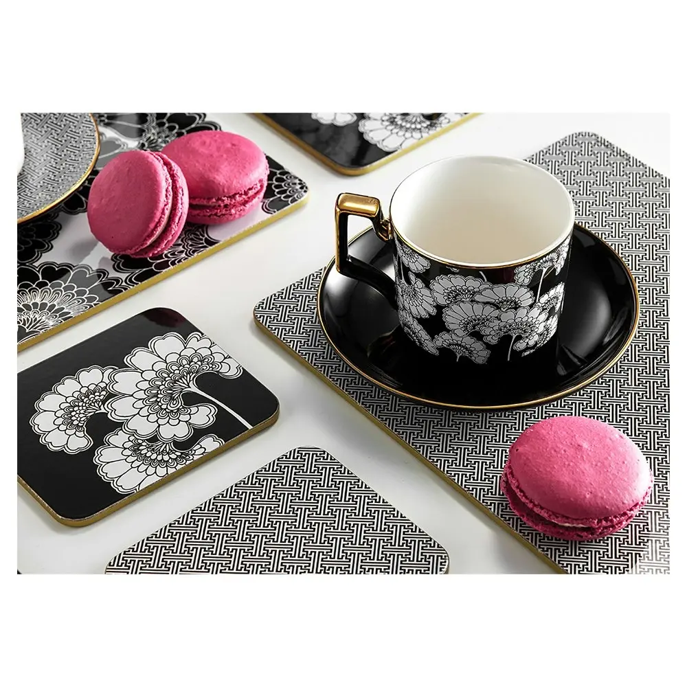 Ashdene 180ml Florence Broadhurst Flower Tea Cup/Saucer Handled Drinking Set BLK