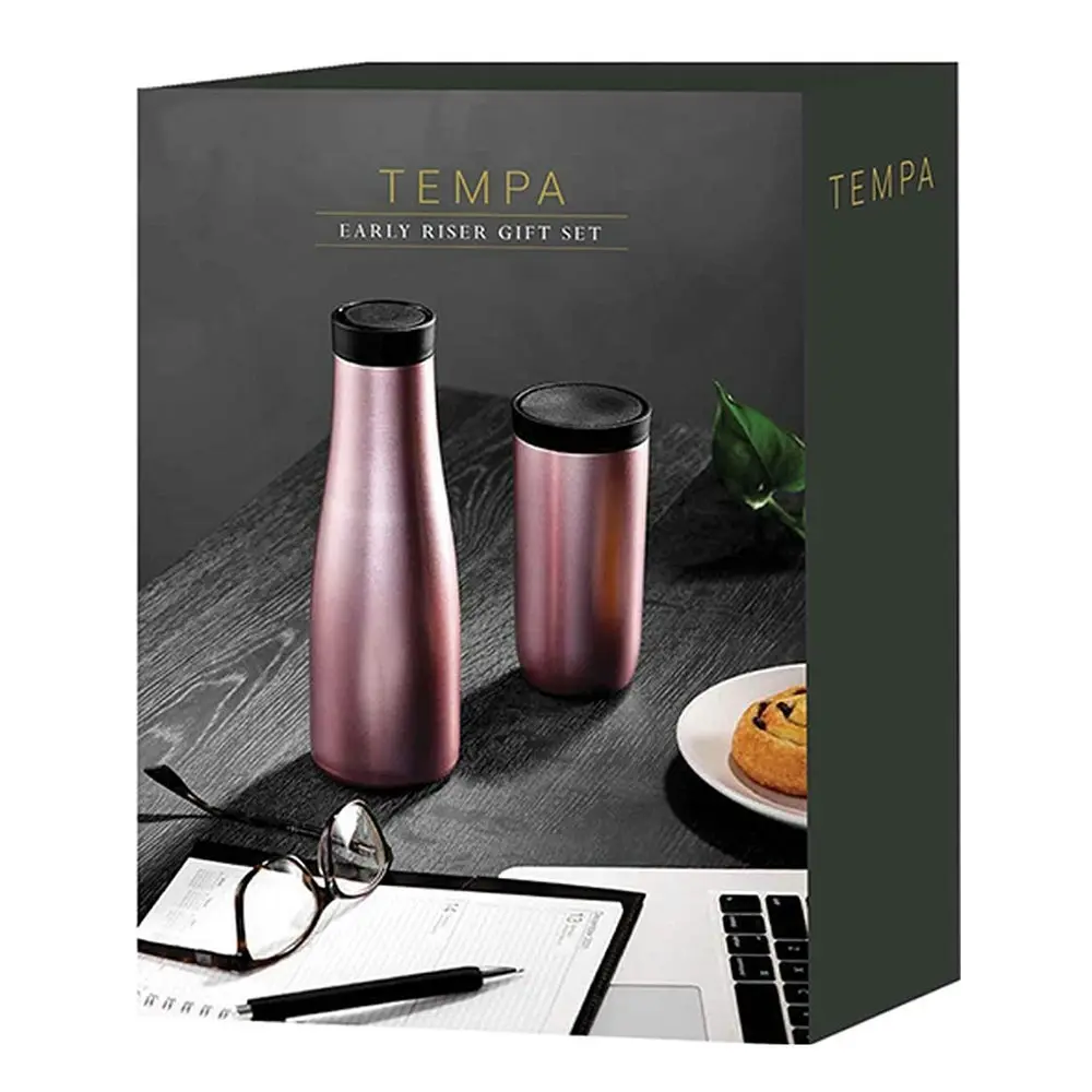 Tempa Sawyer Early Riser 500ml Insulated Drink Bottle/250ml Travel Mug Set Blush