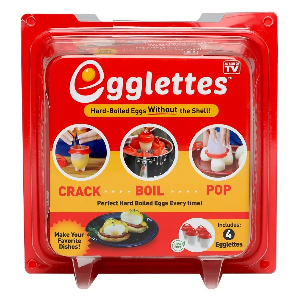 4pc TV Shop Egglettes No Shell Hard Boiled Egg Poacher Steamer Maker/Cooker/Cups