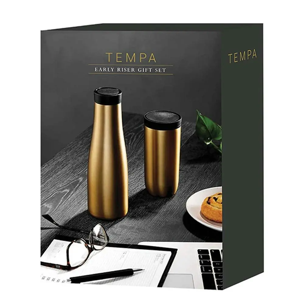 Tempa Sawyer Early Riser 500ml Insulated Drink Bottle/250ml Travel Mug Set Gold