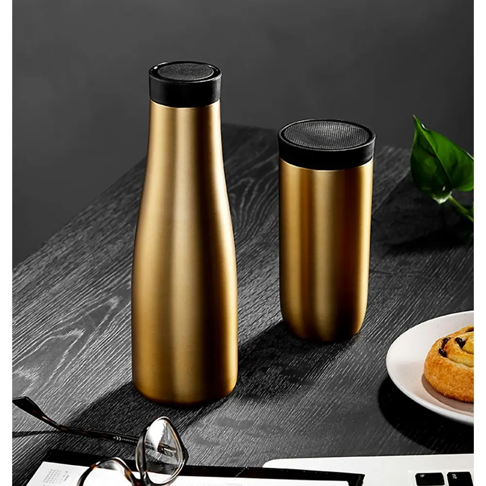 Tempa Sawyer Early Riser 500ml Insulated Drink Bottle/250ml Travel Mug Set Gold