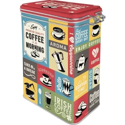 Nostalgic Art 17.5cm/1.3L Clip Top Tin Metal Container Storage Coffee Collage