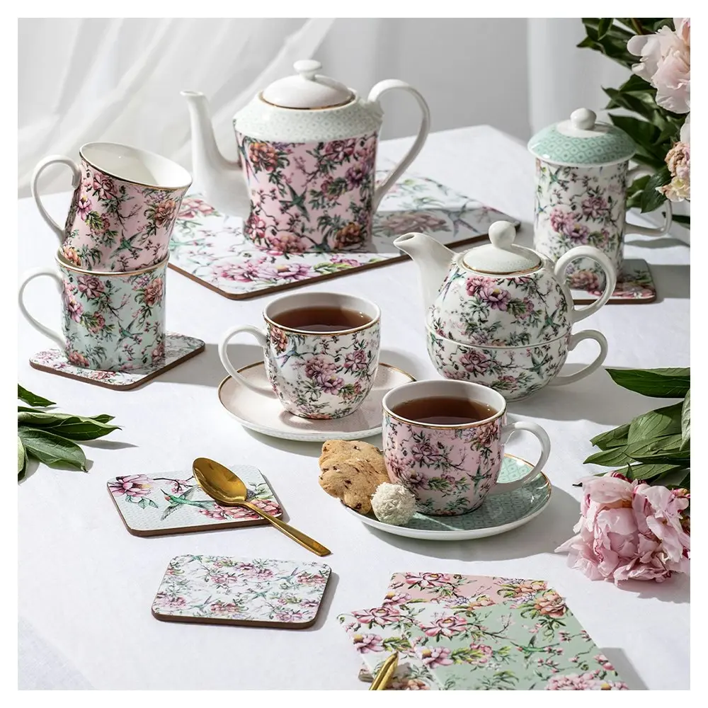 Ashdene 280ml Chinoiserie Floral Tea/Coffee Drinking Cup w/Saucer Plate Set Pink