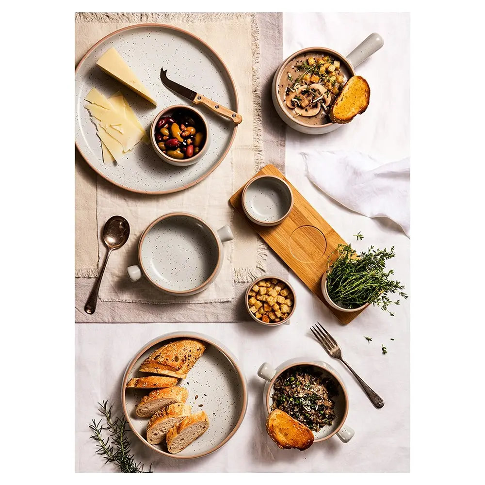 4pc Ladelle Nestle 9cm Stoneware Bowl/Bamboo Tray Serving Snack Container Set