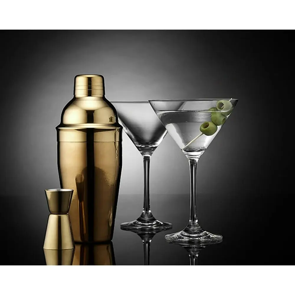 4pc Tempa Aurora Cocktail Set Martini Glass/500ml Cocktail Shaker/Jigger Gold