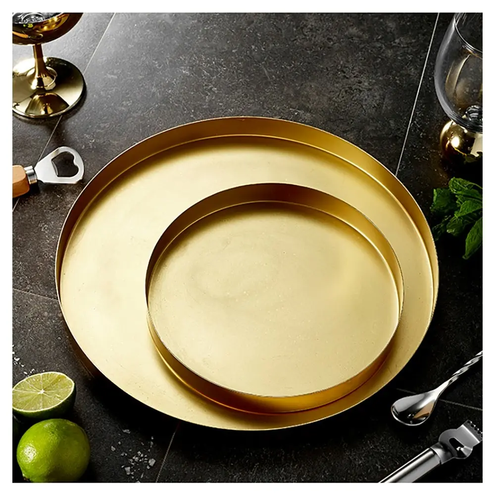 2pc Tempa Aurora Gold Serving Tray/Food Server/Serveware Platter Carbon Steel