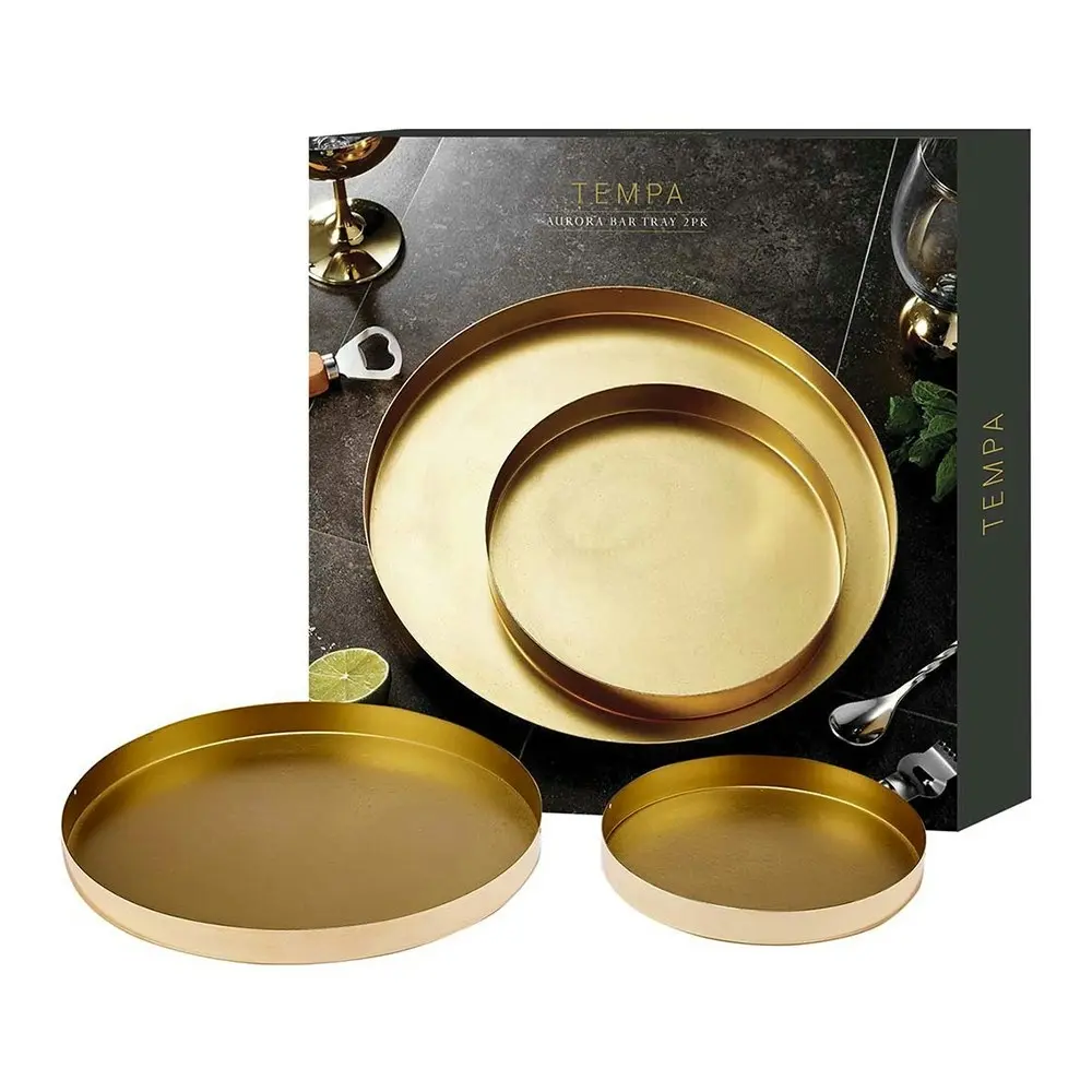 2pc Tempa Aurora Gold Serving Tray/Food Server/Serveware Platter Carbon Steel