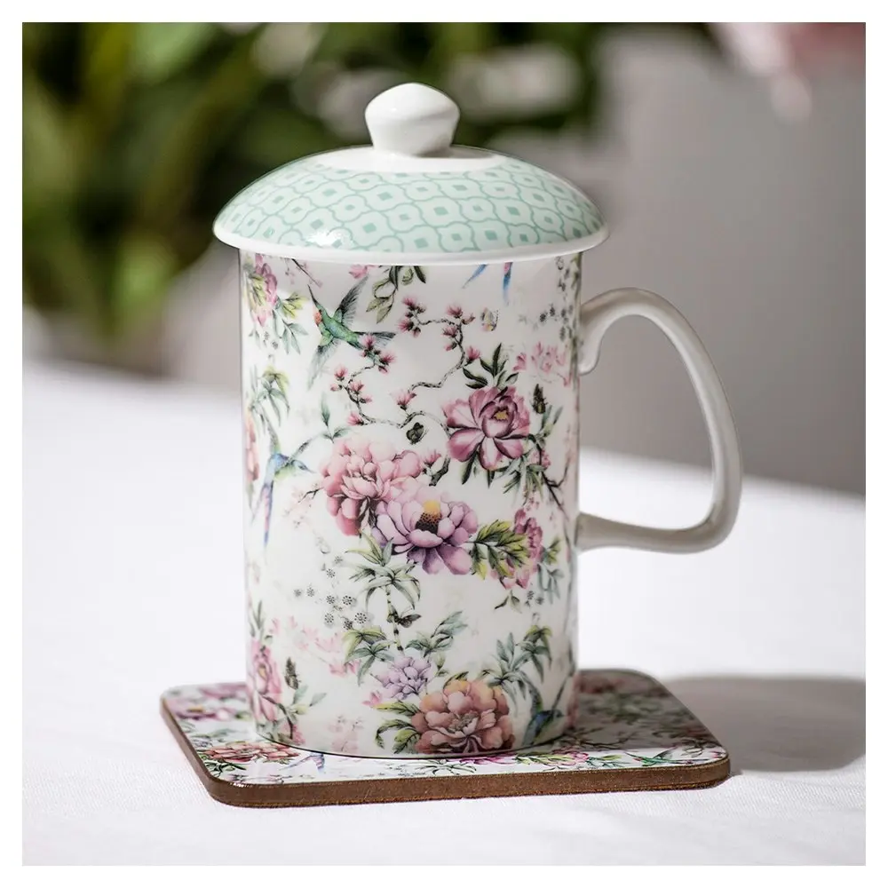 Ashdene 320ml Chinoiserie Tea Drinking Mug/Cup w/ Stainless Steel Infuser/Lid