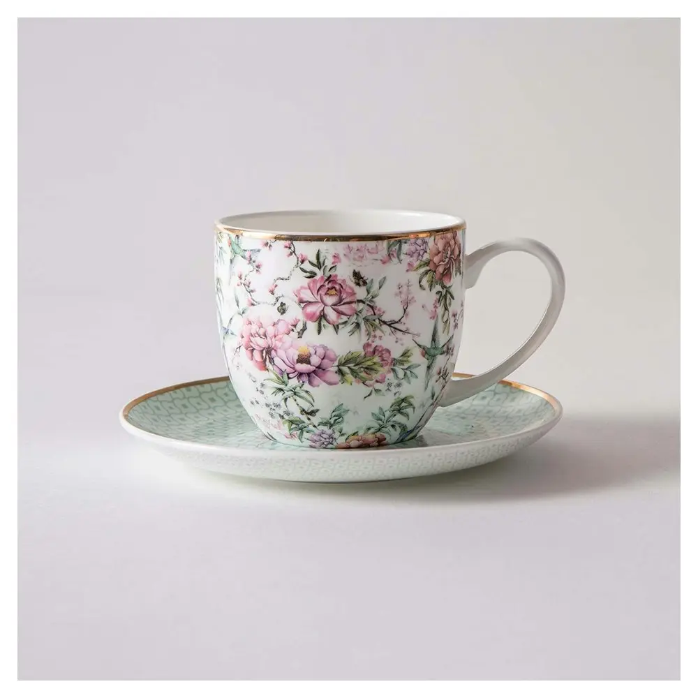 Ashdene 280ml Chinoiserie Floral Tea/Coffee Drinking Cup w/Saucer Plate Set WHT