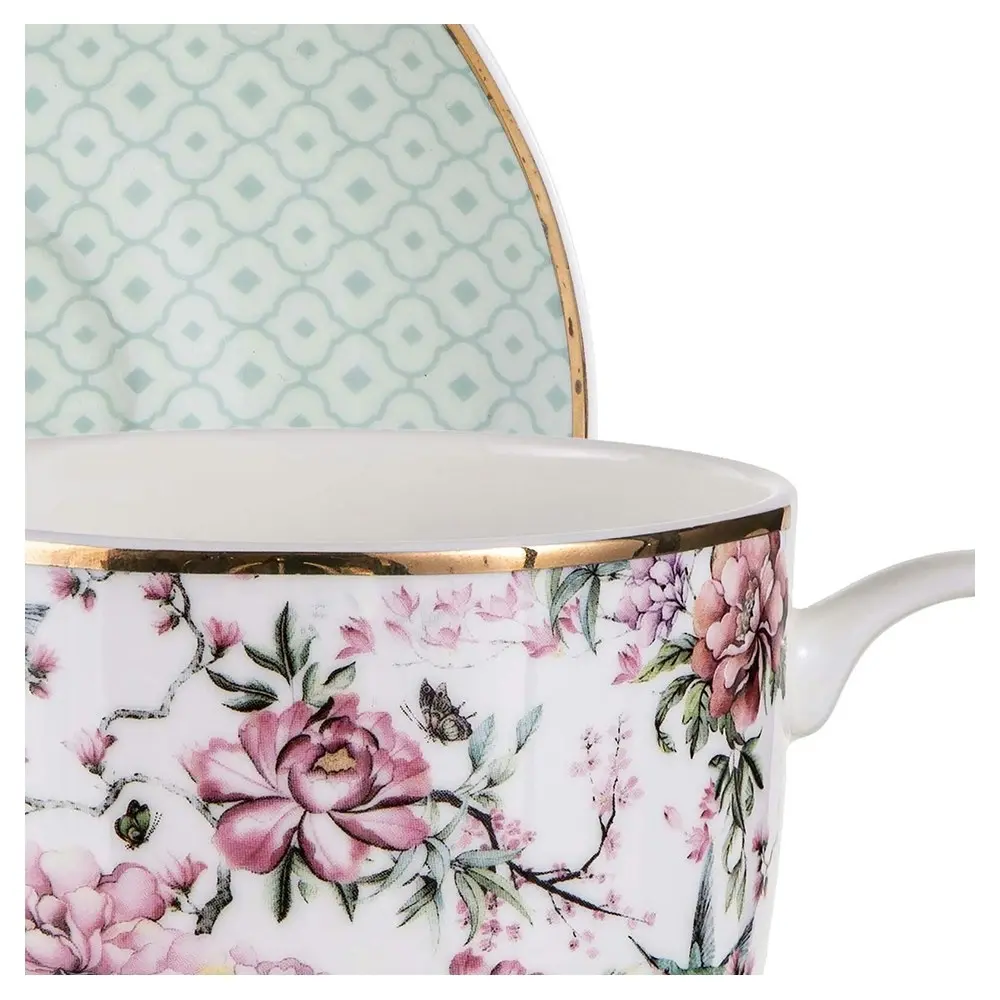 Ashdene 280ml Chinoiserie Floral Tea/Coffee Drinking Cup w/Saucer Plate Set WHT