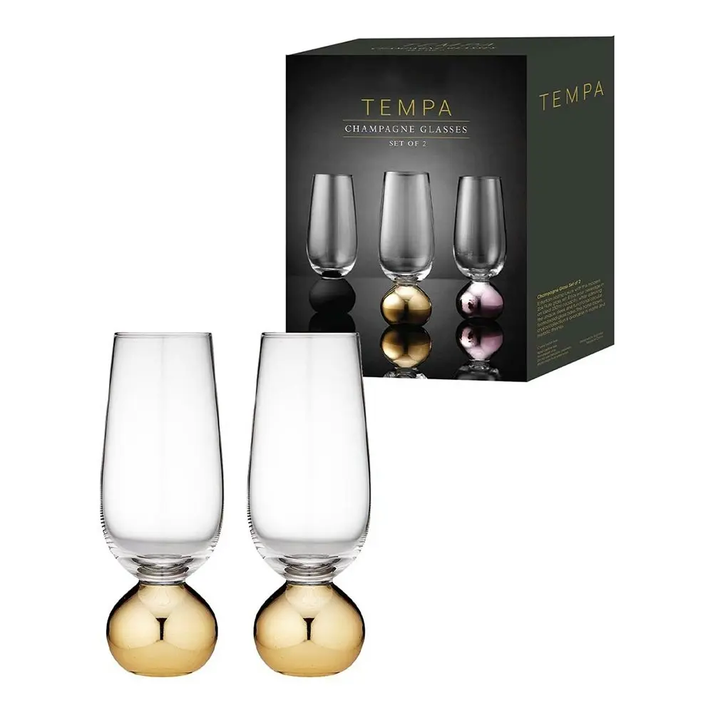 2pc Tempa Astrid 250ml Champagne Glass Cocktail/Water Juice Drinking Cup Gold