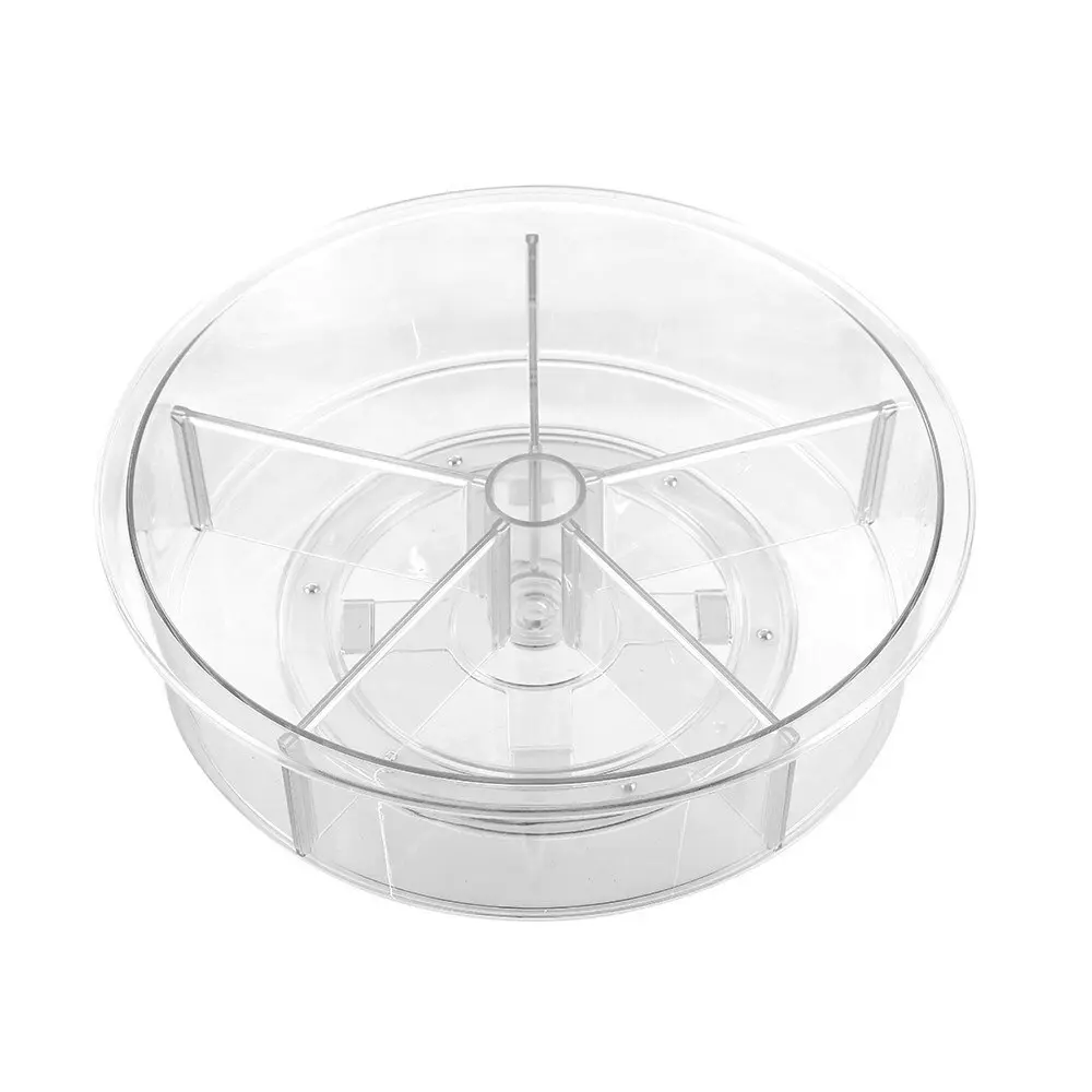 Boxsweden Crystal 30.5cm Lazy Susan Round Organiser Rotating Tray w/Dividers CL