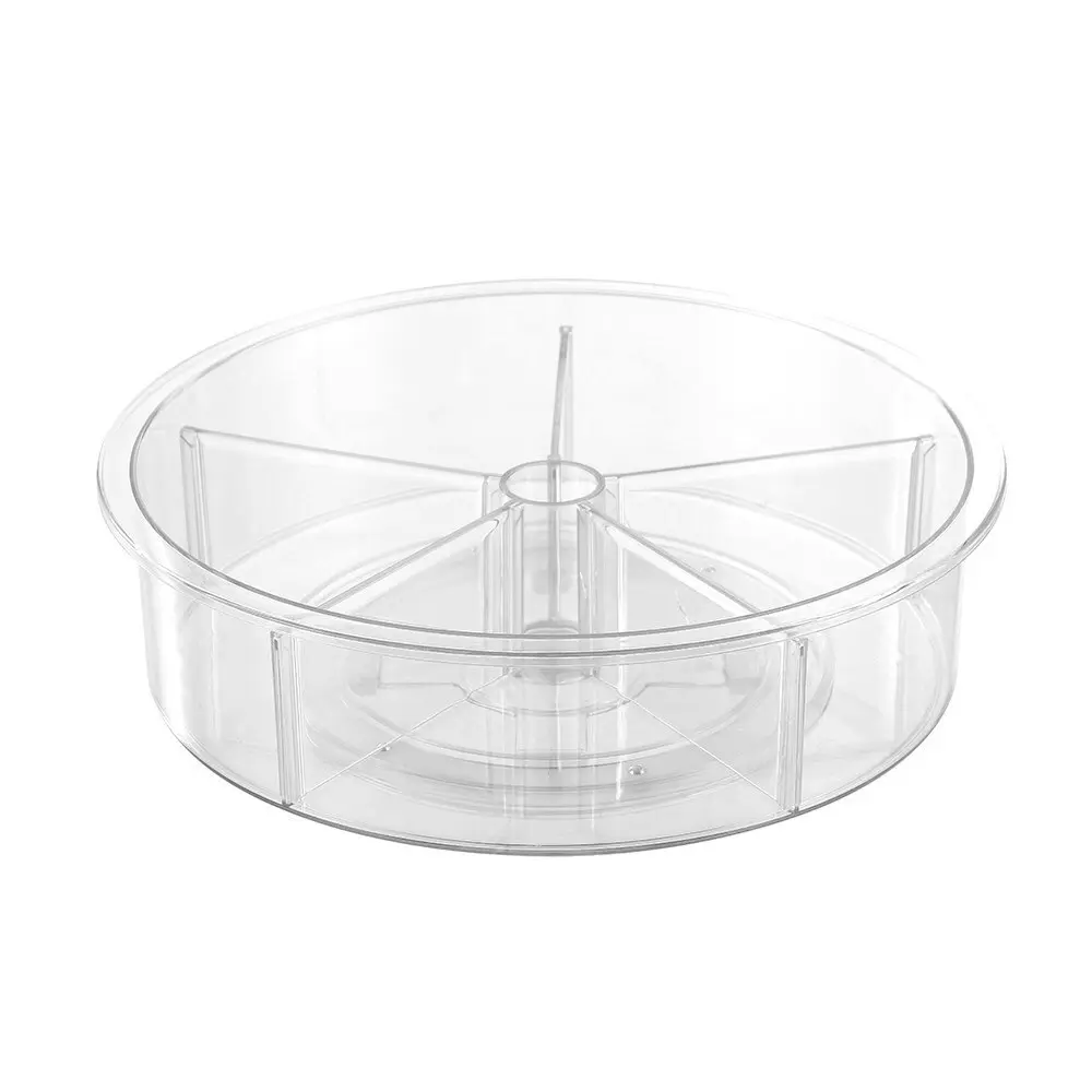 Boxsweden Crystal 30.5cm Lazy Susan Round Organiser Rotating Tray w/Dividers CL