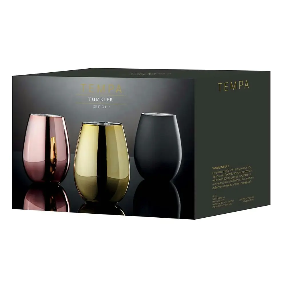 2x Tempa Aurora 600ml Cocktail Glass Tumbler Wine/Water/Juice Glassware Cup Rose