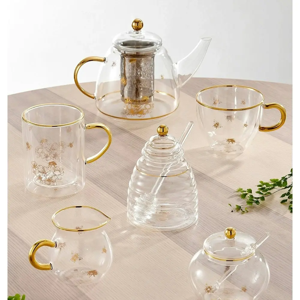 Ashdene 1300ml Honey Bee Transparent Glass w/Stainless Steel Tea Infuser Teapot