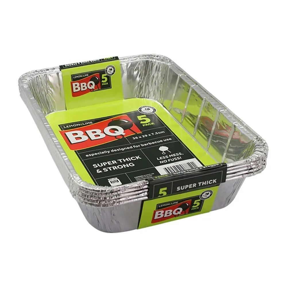 15pc Lemon & Lime 36cm Disposable Aluminium Foil BBQ/Oven Roasting/Baking Tray