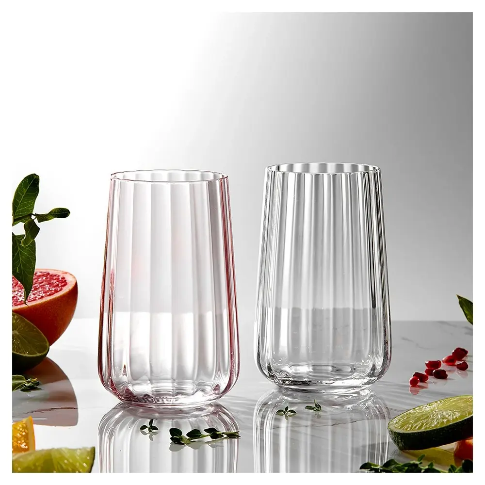 4pc Tempa Esme 450ml Crystal Highball Tumbler Water Cocktail Glassware Cup Blush