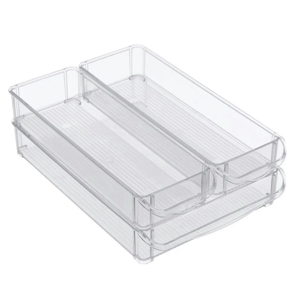 3PK Boxsweden 30x20cm Crystal Fridge/Pantry Kitchen Food BPA Free Tray Clear