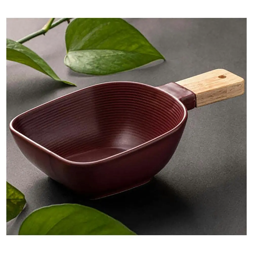 Ladelle Linear Texture Wine 23cm Porcelain Dish Food Bowl w/ Serve Stick Small