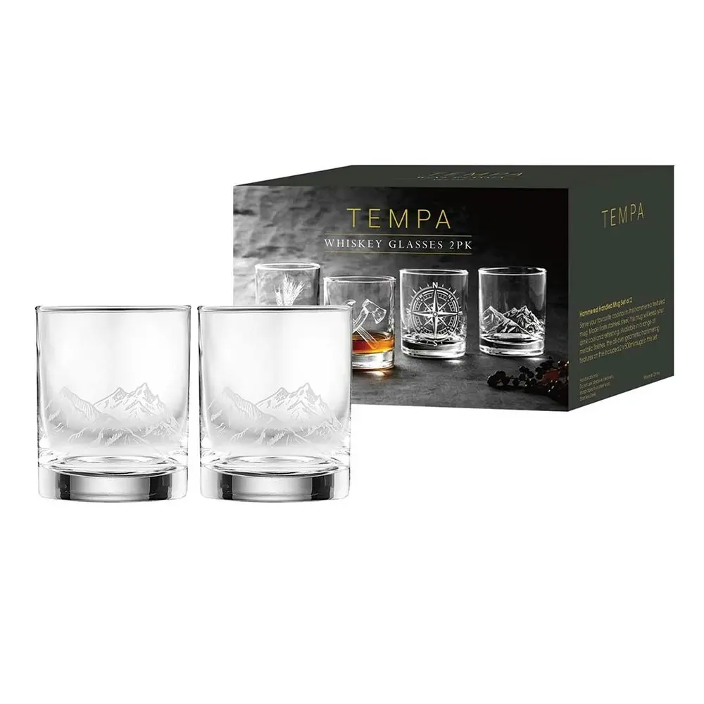 2pc Tempa Atticus Mountain 350ml Whisky Glass Liquor Drink Glassware Cup Clear