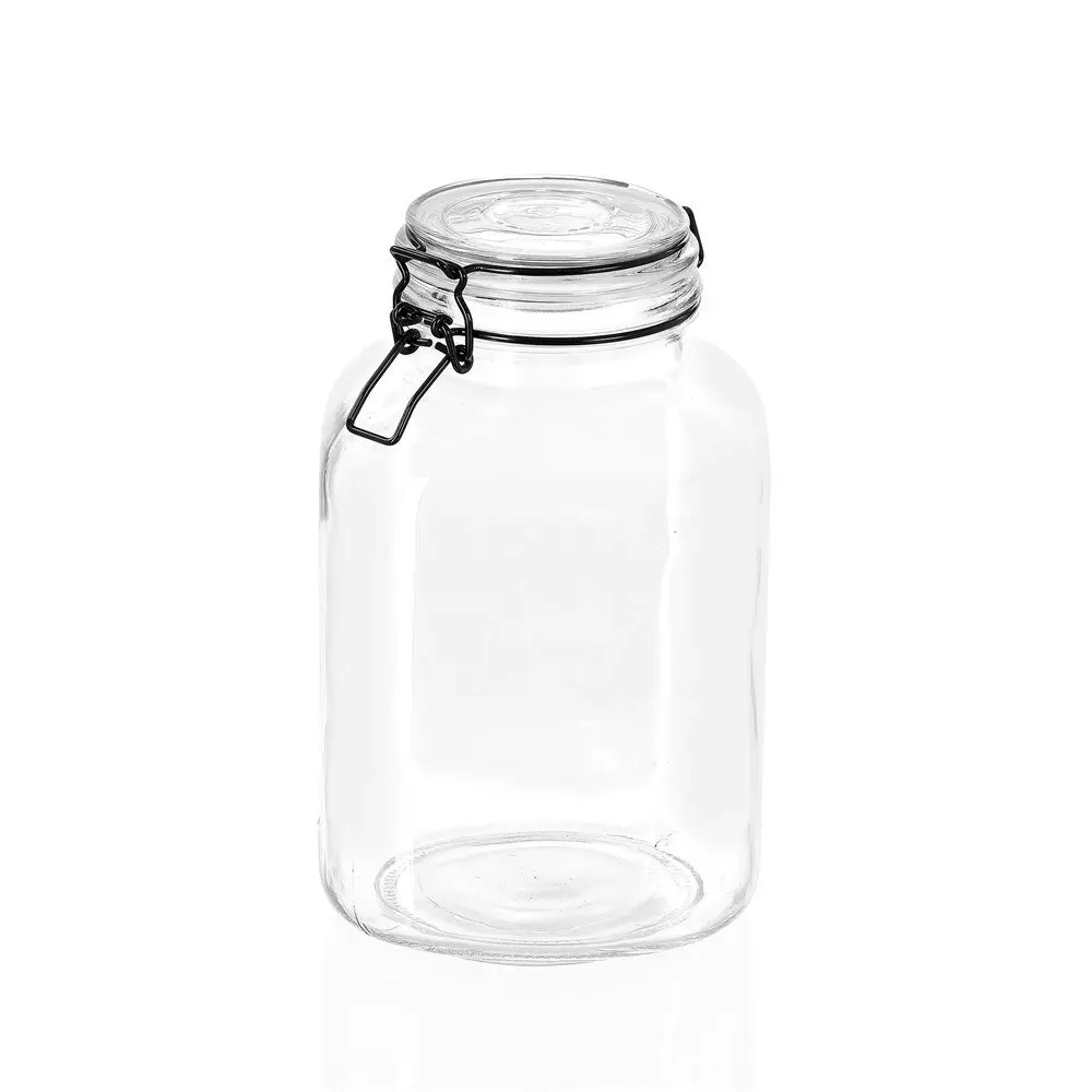 Lemon & Lime Fido 3L/23.5cm Glass Clip Jar Canister Food Storage/Container Clear