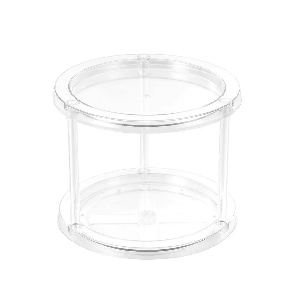 2x Boxsweden Crystal 2-Tier 24.5cm Swivel Turntable Organiser/Storage Rack CLR