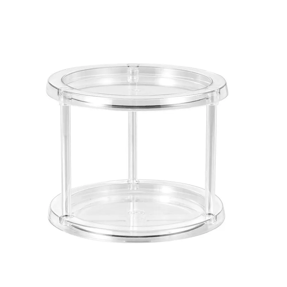 2x Boxsweden Crystal 2-Tier 24.5cm Swivel Turntable Organiser/Storage Rack CLR