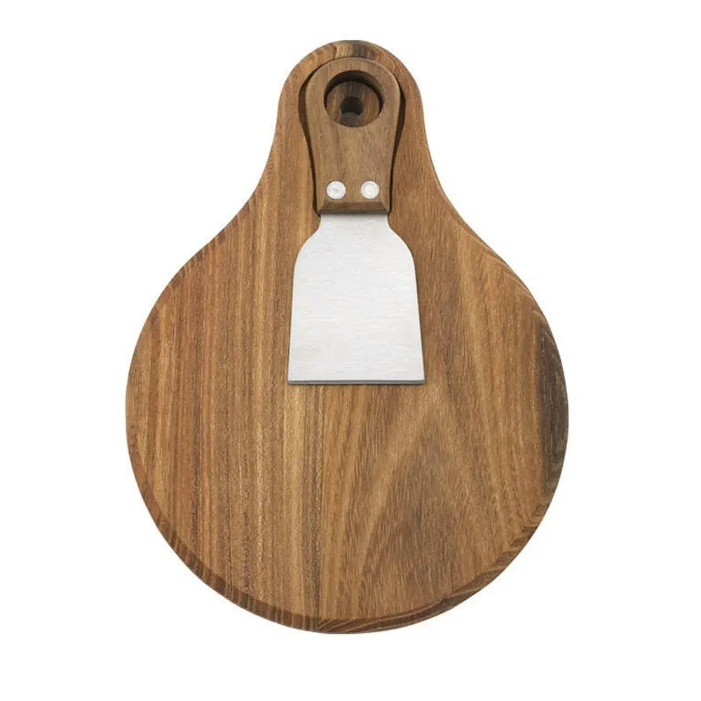 2pc Tempa Fromagerie 22cm Teak Wood Round Cheese Board For One w/Cheese Knife