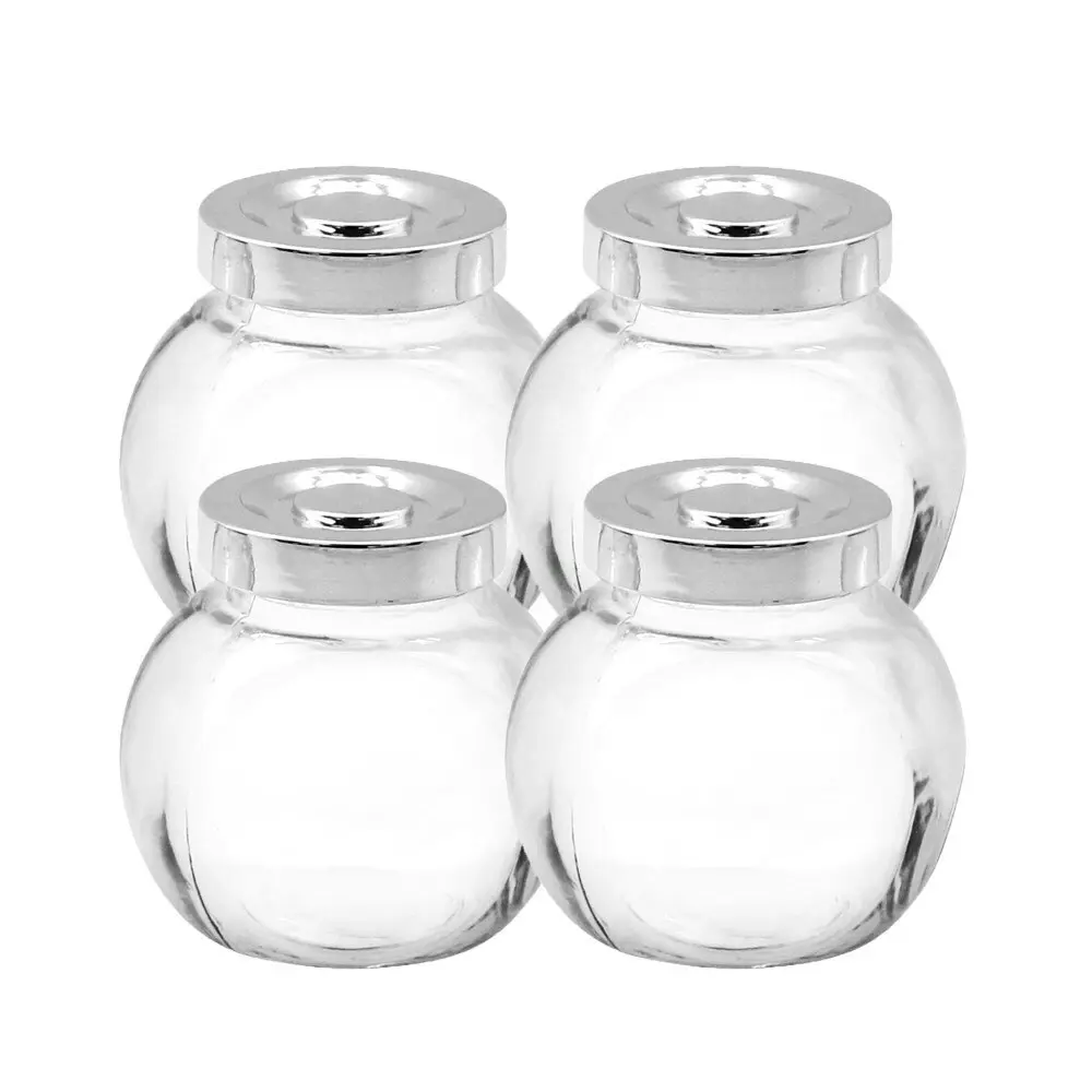 12x Lemon & Lime 200ml Glass Jar Kitchen Storage Canister Container w/Silver Lid