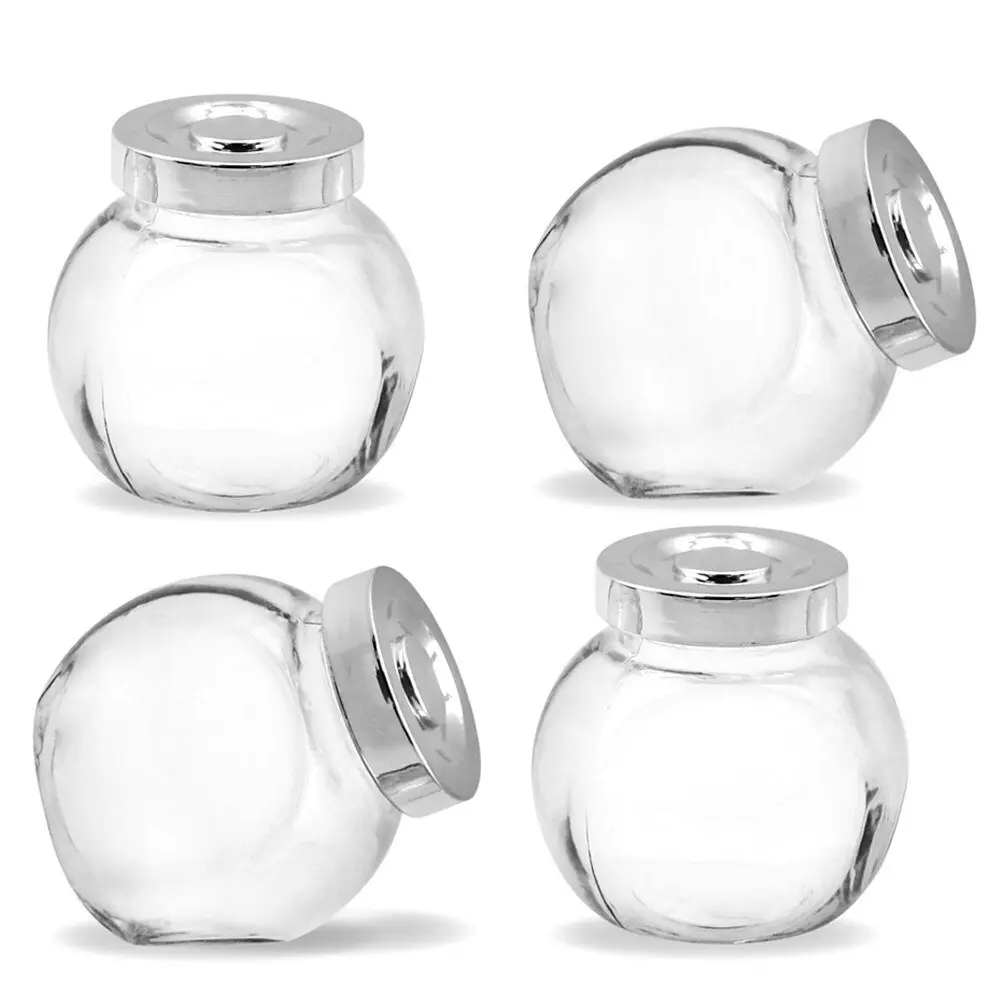 12x Lemon & Lime 200ml Glass Jar Kitchen Storage Canister Container w/Silver Lid