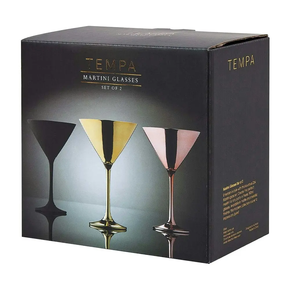 2pc Tempa Aurora 190ml Martini Glass Wine Water/Cocktail Drinkware Cup Rose Gold