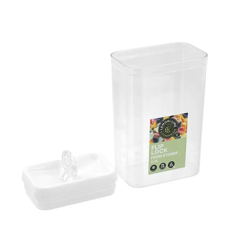 Lemon & Lime Flip Lock 2.5L/24.5cm Food Storer/Storage Rectangle Container Clear