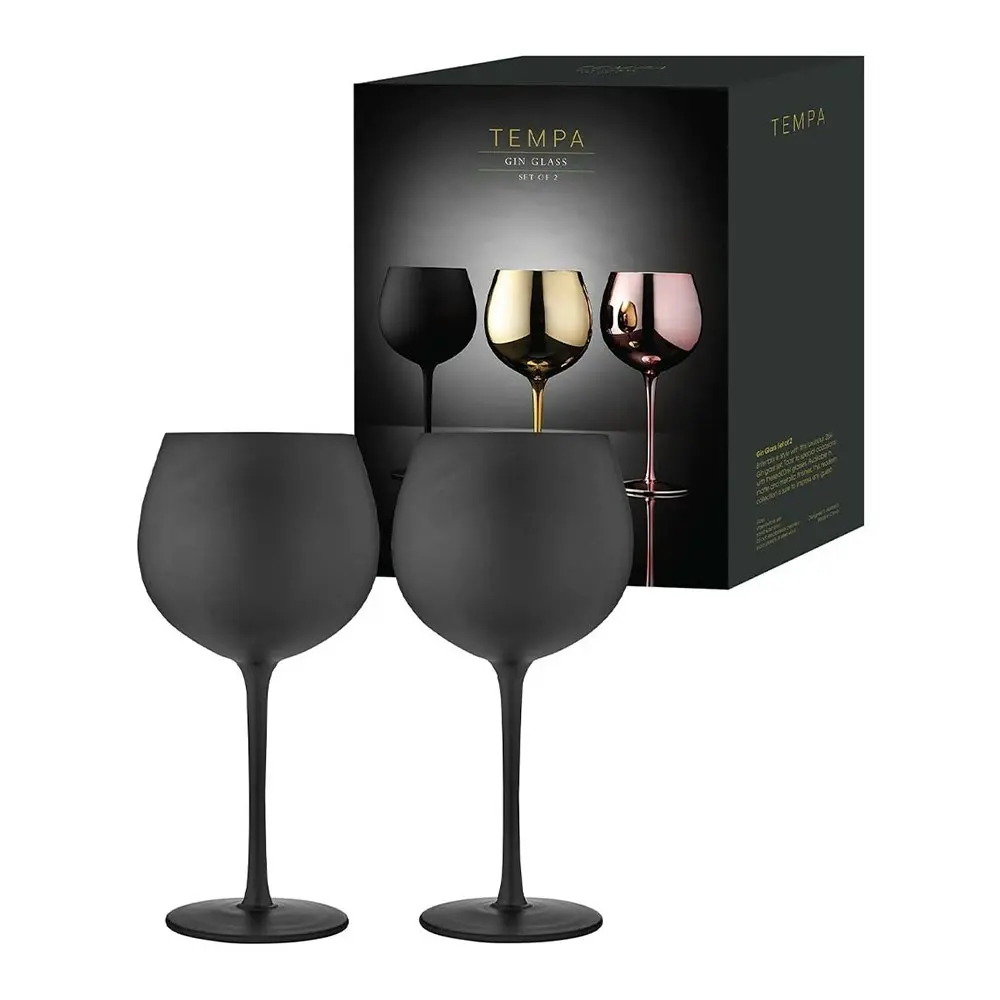 2pc Tempa Aurora 600ml Gin Glass Cocktail/Water Juice Drinking Cup Matte Black