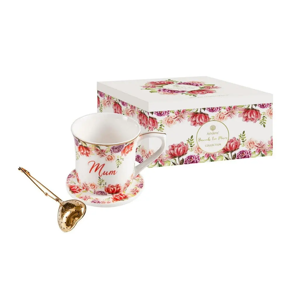 Ashdene 280ml Bunch For Mum Tea Time Gift Hot Tea Cup/Mug/Coaster w/Infuser Set