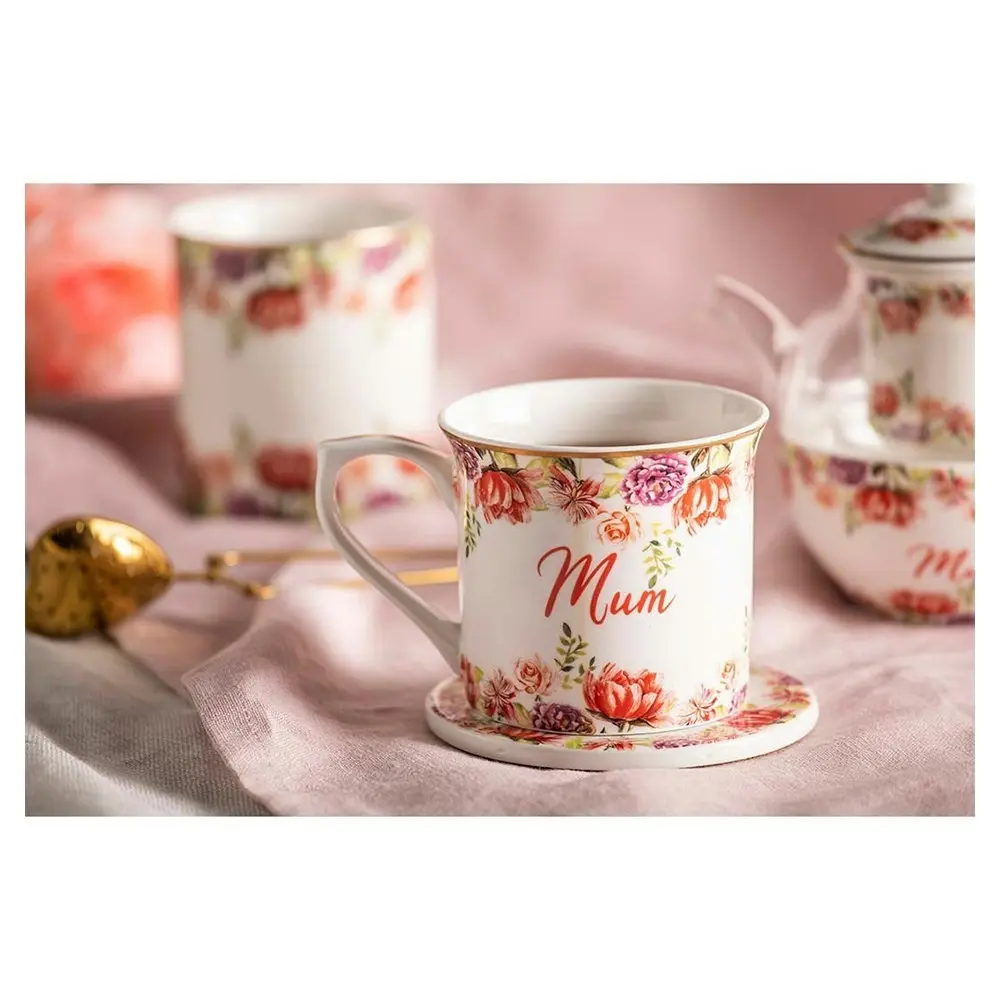 Ashdene 280ml Bunch For Mum Tea Time Gift Hot Tea Cup/Mug/Coaster w/Infuser Set