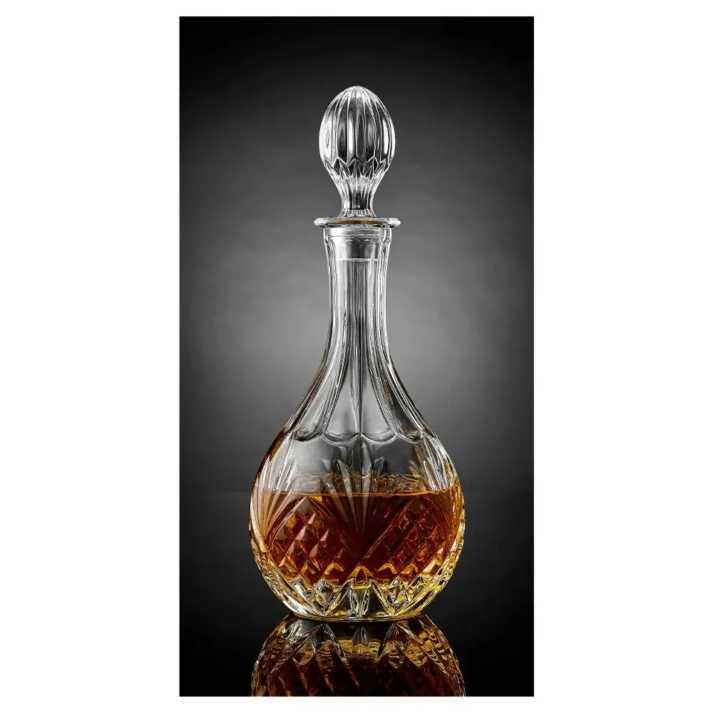 Tempa Ophelia 30.5cm Carved Crystal 850ml Wine/Liquor Drink Decanter w/Stopper