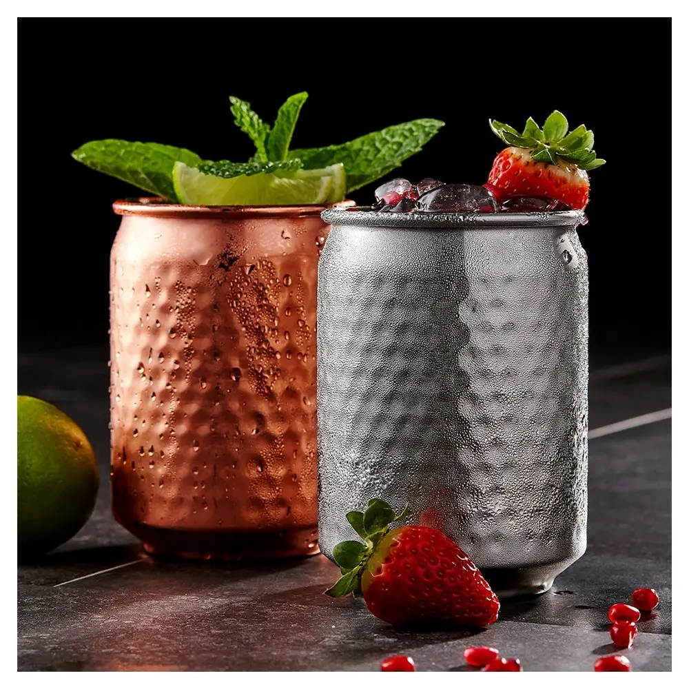 2pc Tempa Spencer Hammered 400ml Stainless Steel Tumbler Cocktail Cup Set Silver