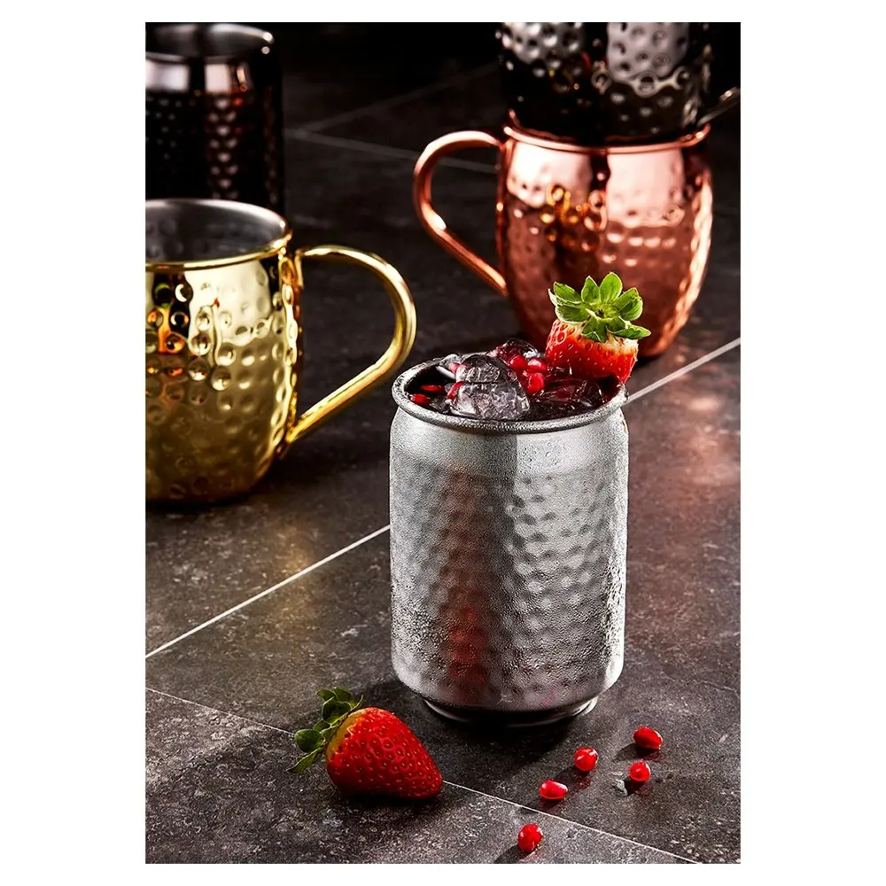 2pc Tempa Spencer Hammered 400ml Stainless Steel Tumbler Cocktail Cup Set Silver