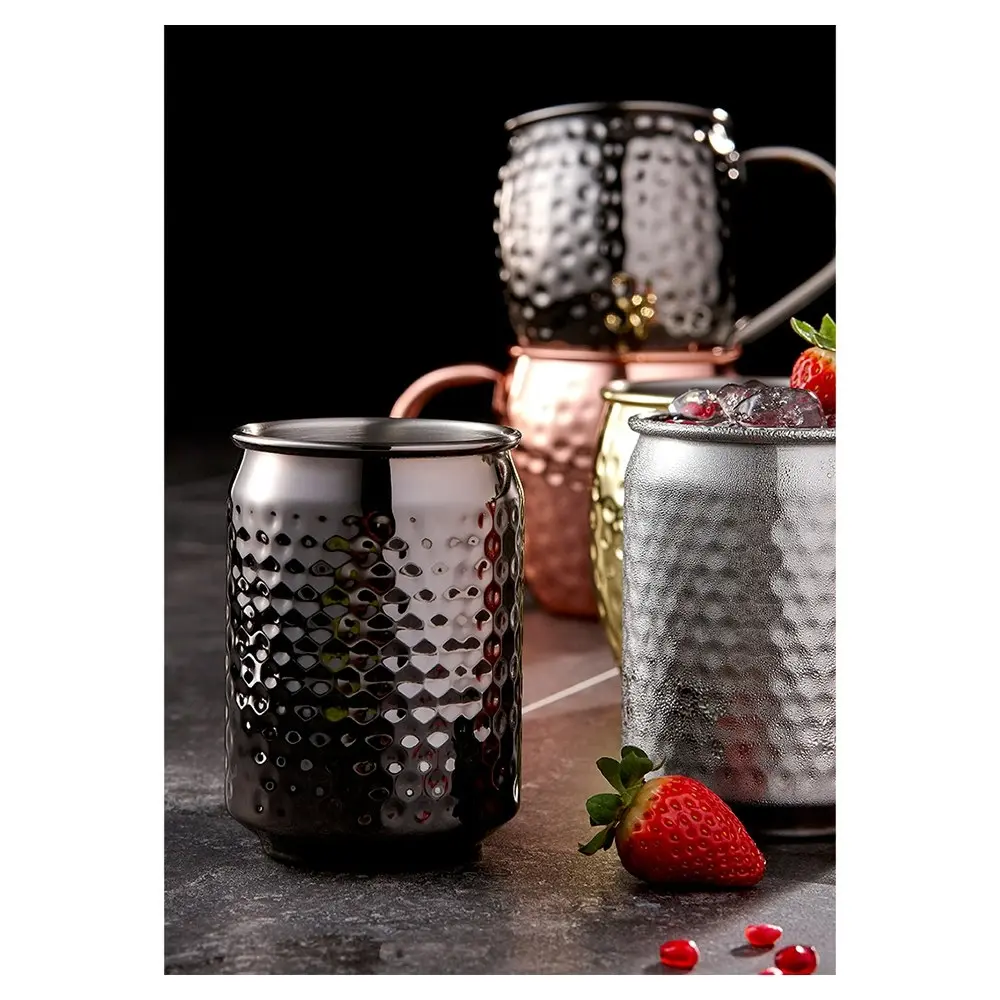 2pc Tempa Spencer Hammered 400ml Stainless Steel Tumbler Cocktail Cup Set Silver