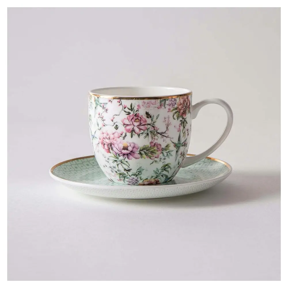 Ashdene 280ml Chinoiserie Flower Mug/Tea Cup/Saucer Hot Drinking Handled Set WHT