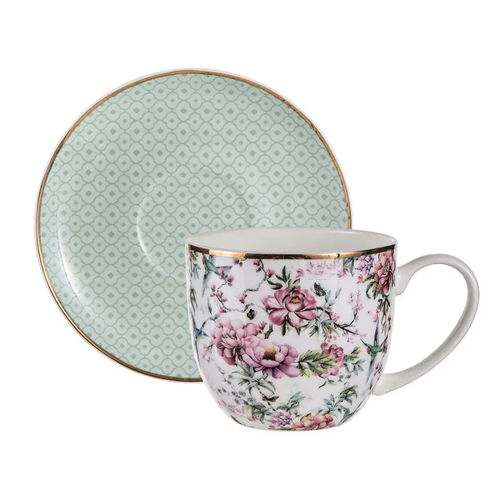 Ashdene 280ml Chinoiserie Flower Mug/Tea Cup/Saucer Hot Drinking Handled Set WHT