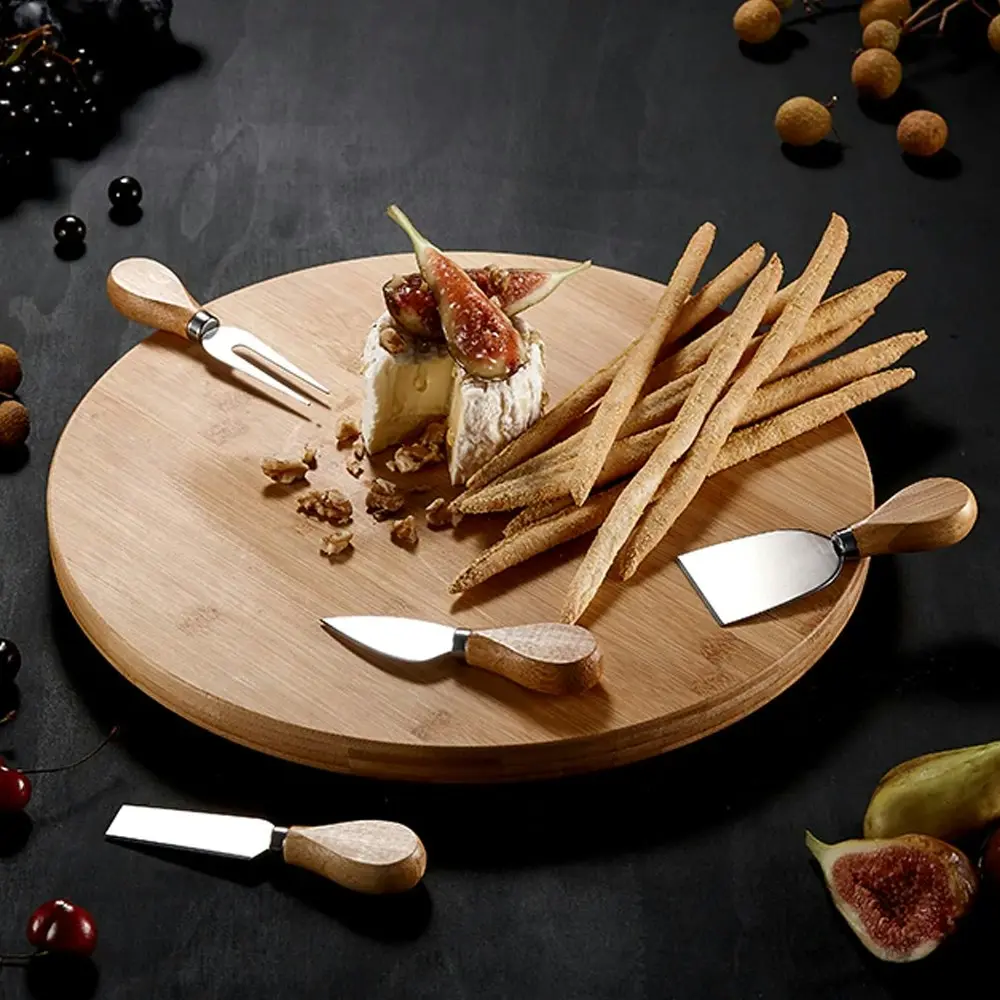 Ladelle 35cm Tempa Fromagerie Spinning Bamboo Cutlery Cheese Board Serving Set