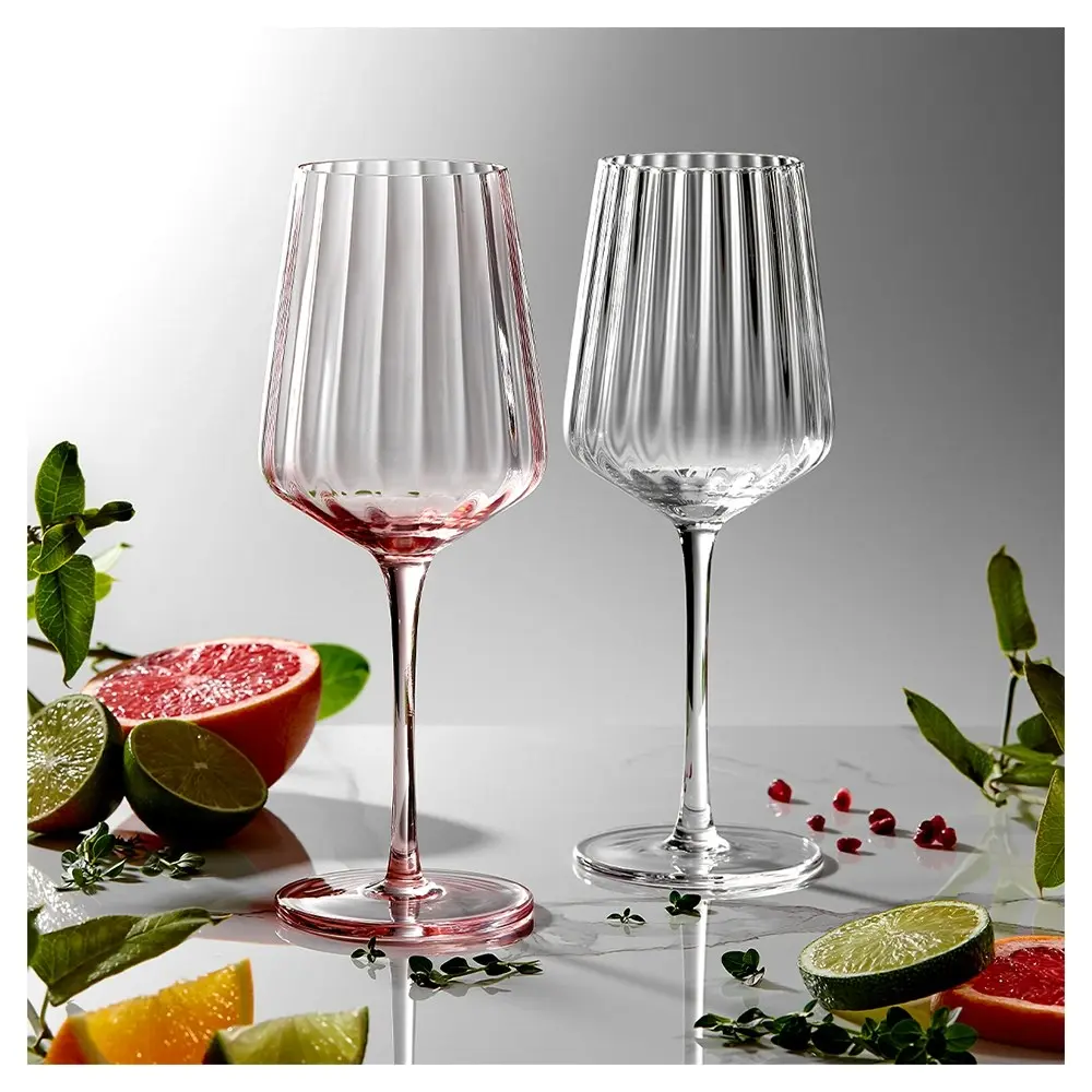 4pc Tempa Esme 400ml Crystal Stem Wine Glass Drinking Glassware Party Cup Blush