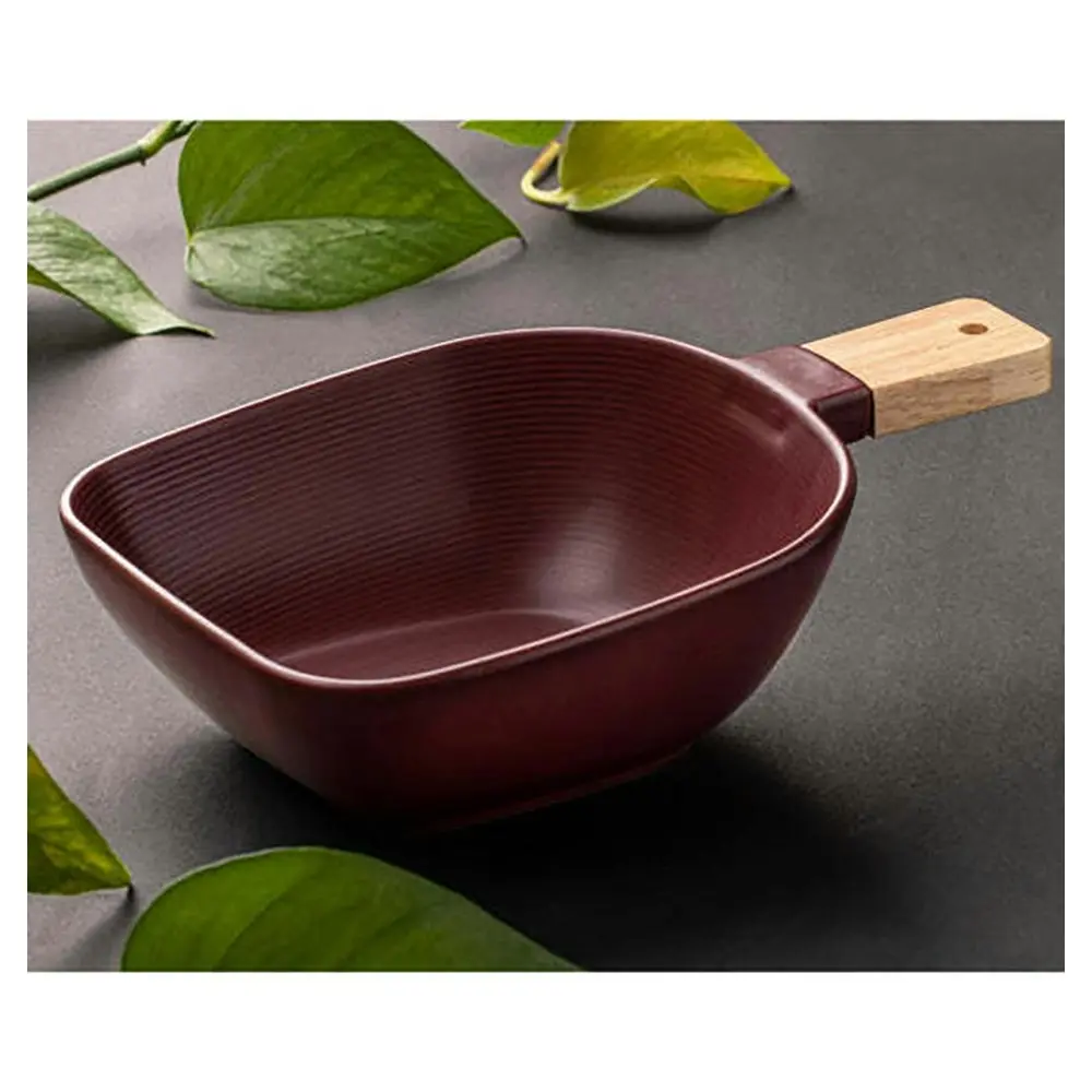 Ladelle Linear Texture Wine 26.5cm Porcelain Dish Bowl w/ Serve Stick Medium