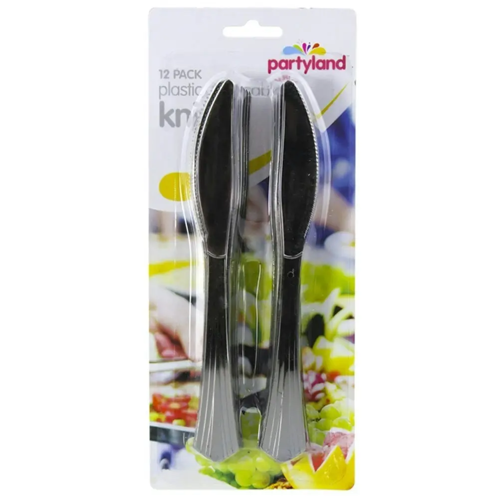 180x Lemon And Lime Silver Metallic Finish Reusable Plastic Knives BPA Free