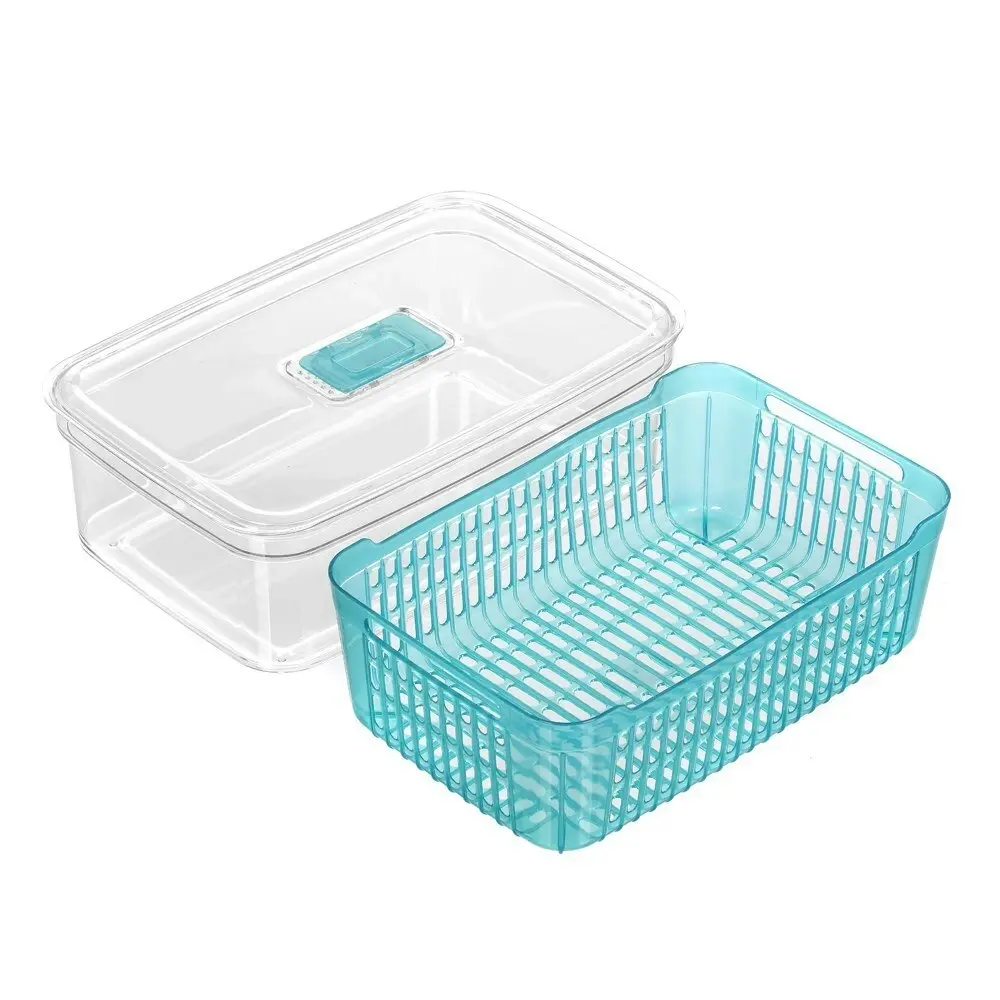 2x Boxsweden Crystal 4.7L Plastic Vegetable Storer Fridge Container Assorted