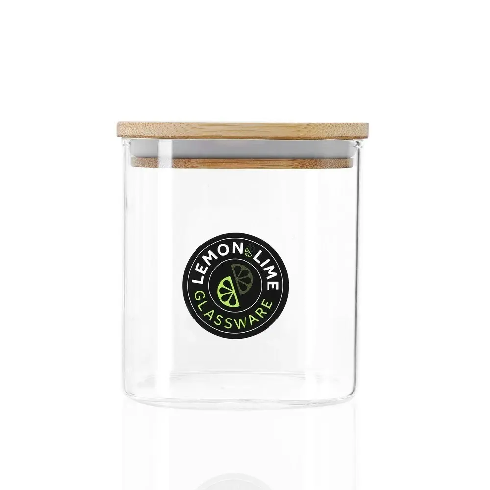 3PK Lemon & Lime Camden 800ml Glass Jar Square Storage Container w/ Bamboo Lid