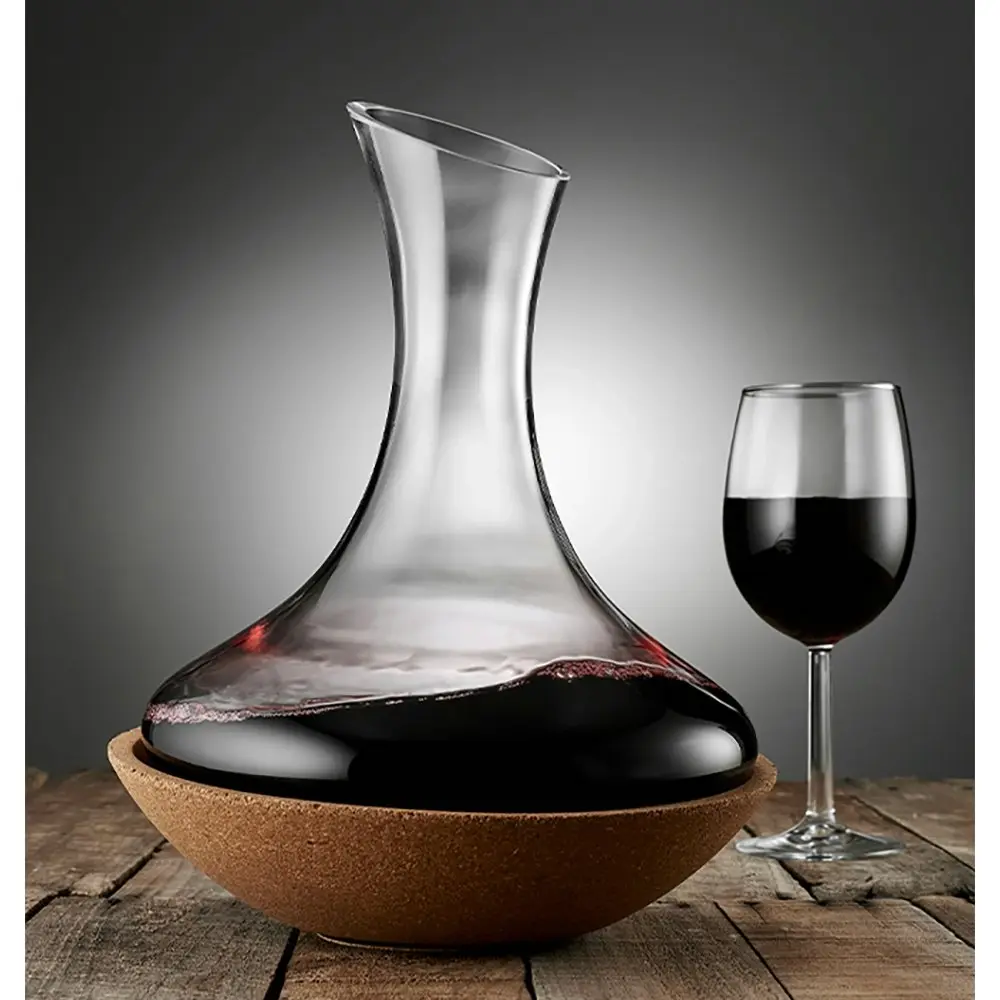 Tempa Quinn 750ml Spin Wine/Liquor Cork Turntable Crystal Glass Carafe 36.5cm